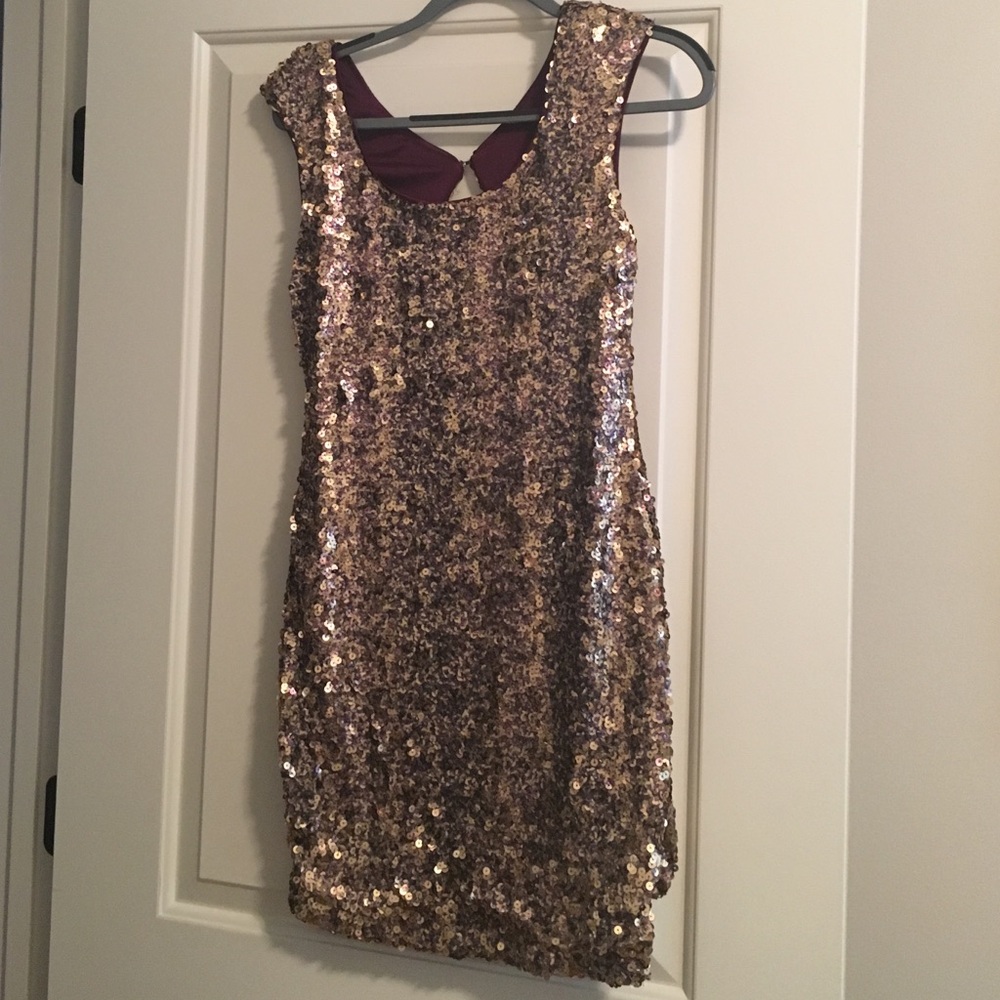 Aqua Gold Sequin Mini Dress